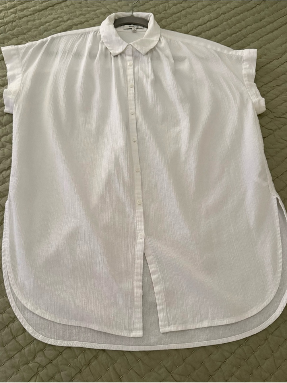 Madewell White Crinkle Cotton Top